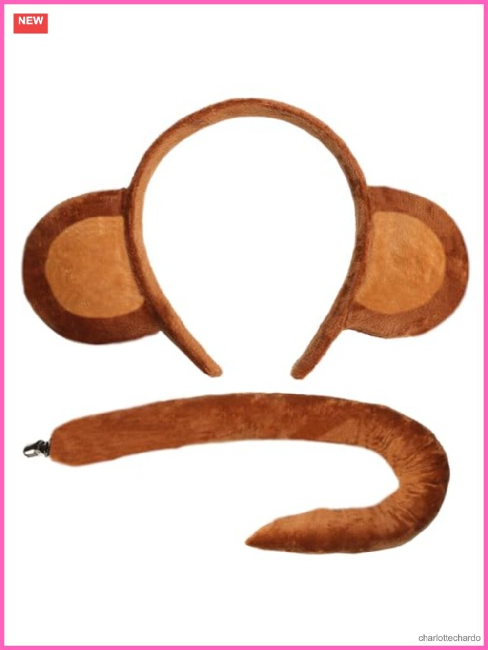 Monkey Costume Accessory Set Headband and Bendable Tail One Size